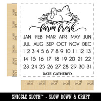 Farm Fresh Duck Egg Carton Perpetual Calendar Date Gathered Self-Inking Rubber Stamp Ink Stamper