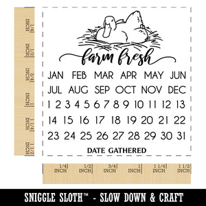 Farm Fresh Duck Egg Carton Perpetual Calendar Date Gathered Self-Inking Rubber Stamp Ink Stamper