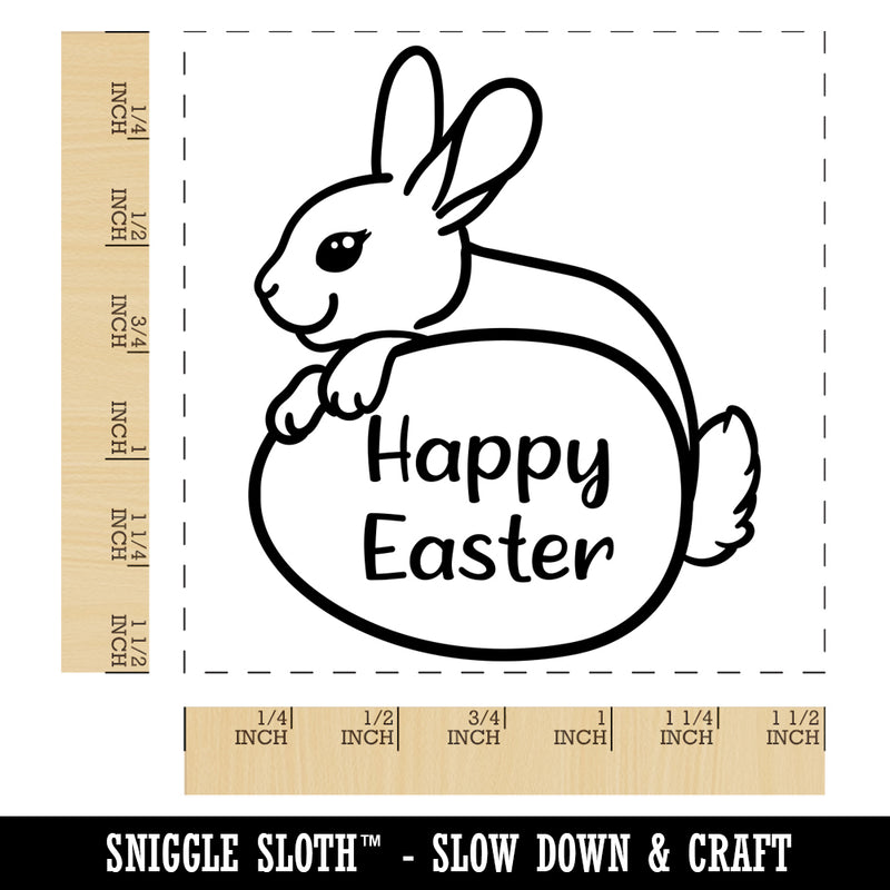 Happy Easter Bunny Behind Egg Self-Inking Rubber Stamp Ink Stamper