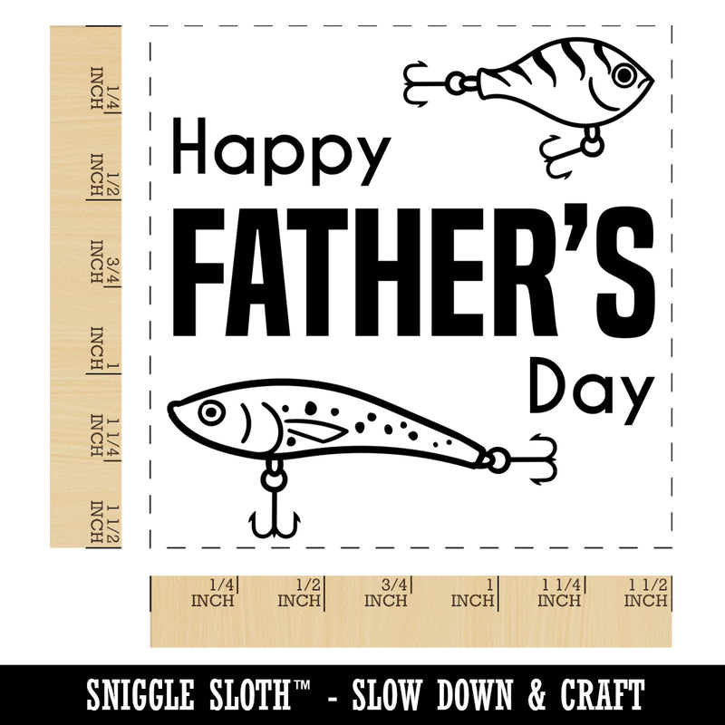 Happy Father's Day Fishing Lure Bait Self-Inking Rubber Stamp Ink Stamper