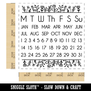 Perpetual Calendar Floral Planner Monday Start Self-Inking Rubber Stamp Ink Stamper