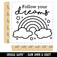 Follow Your Dreams Cute Rainbow Motivational Self-Inking Rubber Stamp Ink Stamper