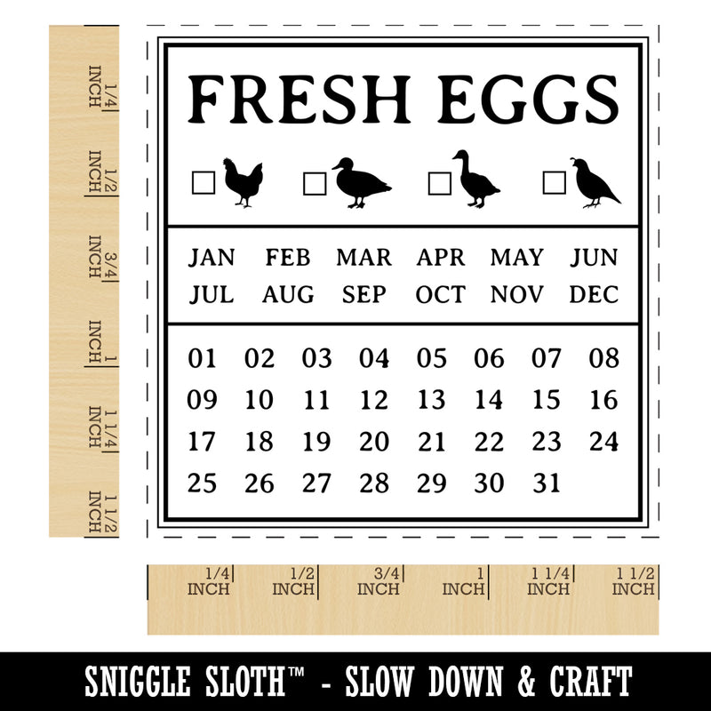 Fresh Eggs Check the Box Calendar Label Chicken Duck Goose Quail Self-Inking Rubber Stamp Ink Stamper