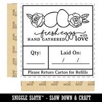 Fresh Eggs Hand Gathered with Love Elegant Egg Carton Label Self-Inking Rubber Stamp Ink Stamper