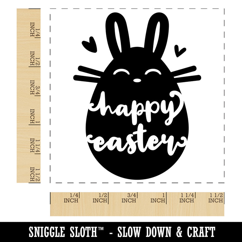 Happy Easter Bunny Egg Silhouette Self-Inking Rubber Stamp Ink Stamper