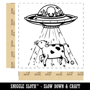 Alien UFO Abducting a Cow Self-Inking Rubber Stamp Ink Stamper