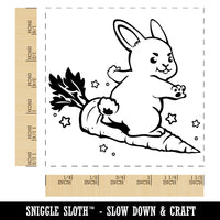 Cute Kawaii Bunny Rabbit Surfing on Carrot Easter Self-Inking Rubber Stamp Ink Stamper