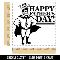 Happy Father's Day Superhero Dad with Cape and Tie Self-Inking Rubber Stamp Ink Stamper