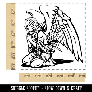 Praying Winged Angel Woman Self-Inking Rubber Stamp Ink Stamper