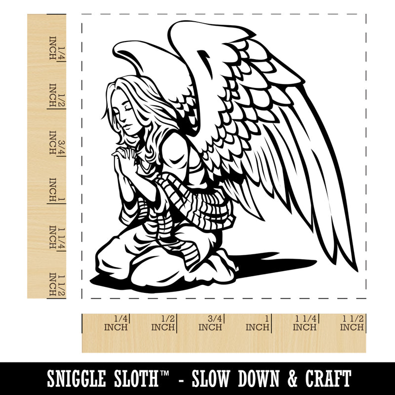 Praying Winged Angel Woman Self-Inking Rubber Stamp Ink Stamper