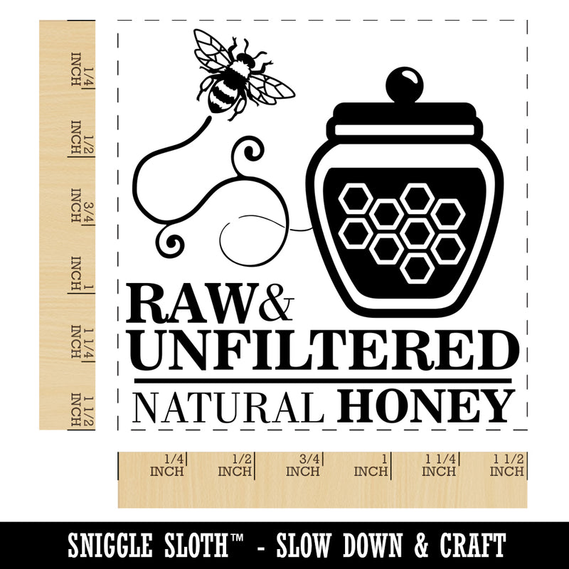 Raw and Unfiltered Natural Honey with Honeypot and Bee Self-Inking Rubber Stamp Ink Stamper