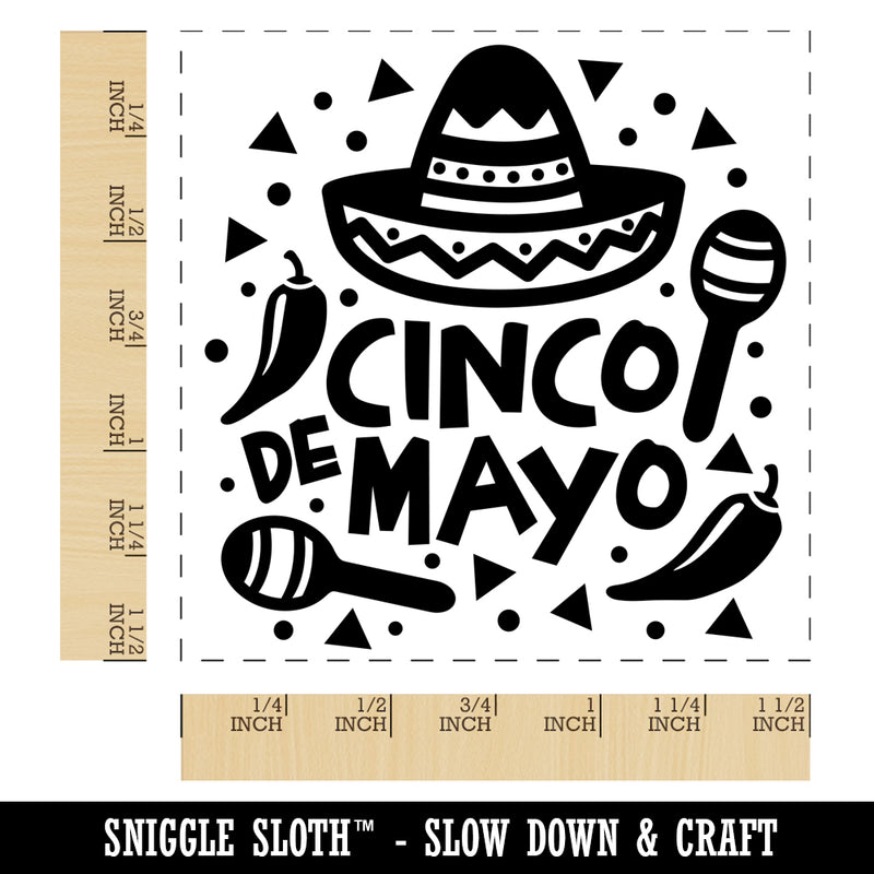 Cinco De Mayo with Sombrero Maracas Self-Inking Rubber Stamp Ink Stamper