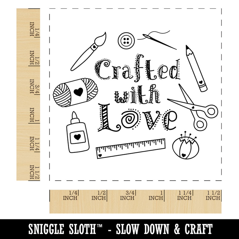 Crafted with Love Crafting Sewing Self-Inking Rubber Stamp Ink Stamper