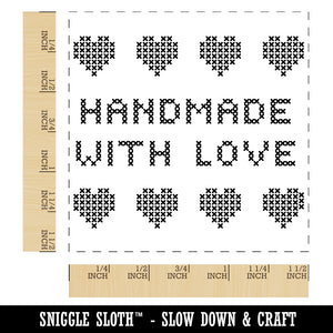 Handmade with Love Cross Stitch Self-Inking Rubber Stamp Ink Stamper