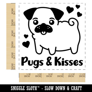 Pugs and Kisses Hugs Adorable Dog Hearts Self-Inking Rubber Stamp Ink Stamper