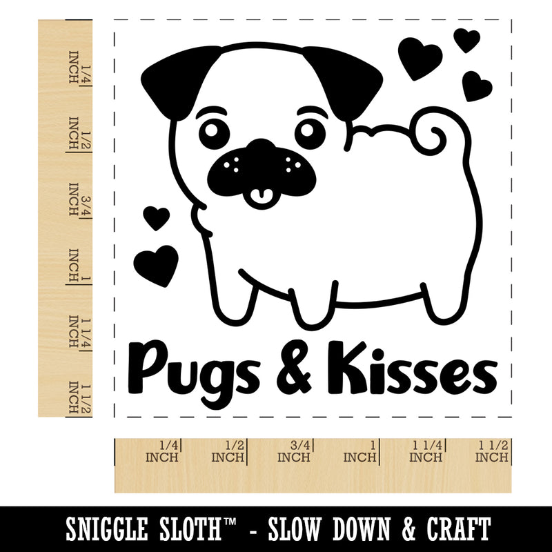 Pugs and Kisses Hugs Adorable Dog Hearts Self-Inking Rubber Stamp Ink Stamper