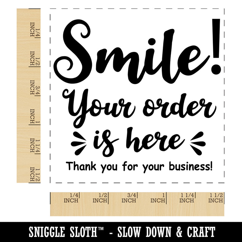 Smile Your Order is Here Cute for Businesses Self-Inking Rubber Stamp Ink Stamper