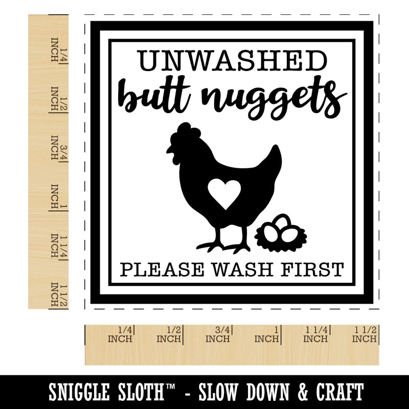 Unwashed Butt Nuggets Eggs Please Wash Self-Inking Rubber Stamp Ink Stamper