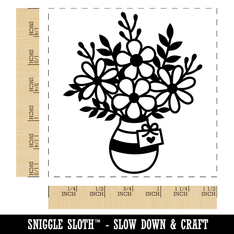 Vase with Bouquet of Flowers Self-Inking Rubber Stamp Ink Stamper