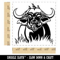 African Cape Buffalo with Oxpecker Birds Self-Inking Rubber Stamp Ink Stamper