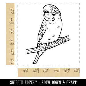 Curious Parakeet Budgie on a Branch Self-Inking Rubber Stamp Ink Stamper
