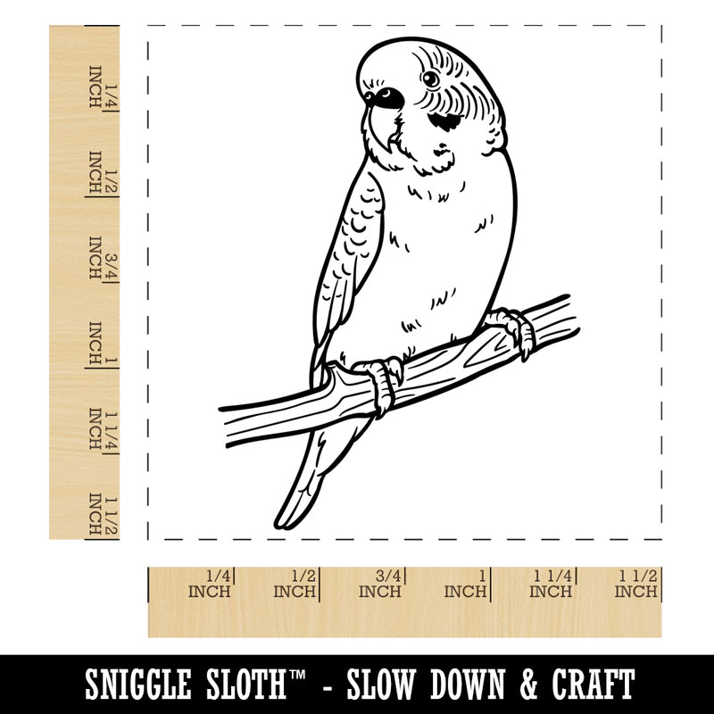 Curious Parakeet Budgie on a Branch Self-Inking Rubber Stamp Ink Stamper