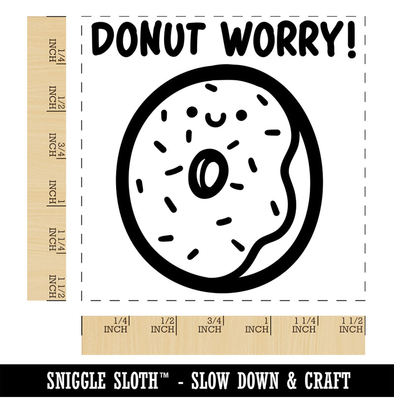 Donut Don't Worry Smile Motivational Quote Pun Self-Inking Rubber Stamp Ink Stamper