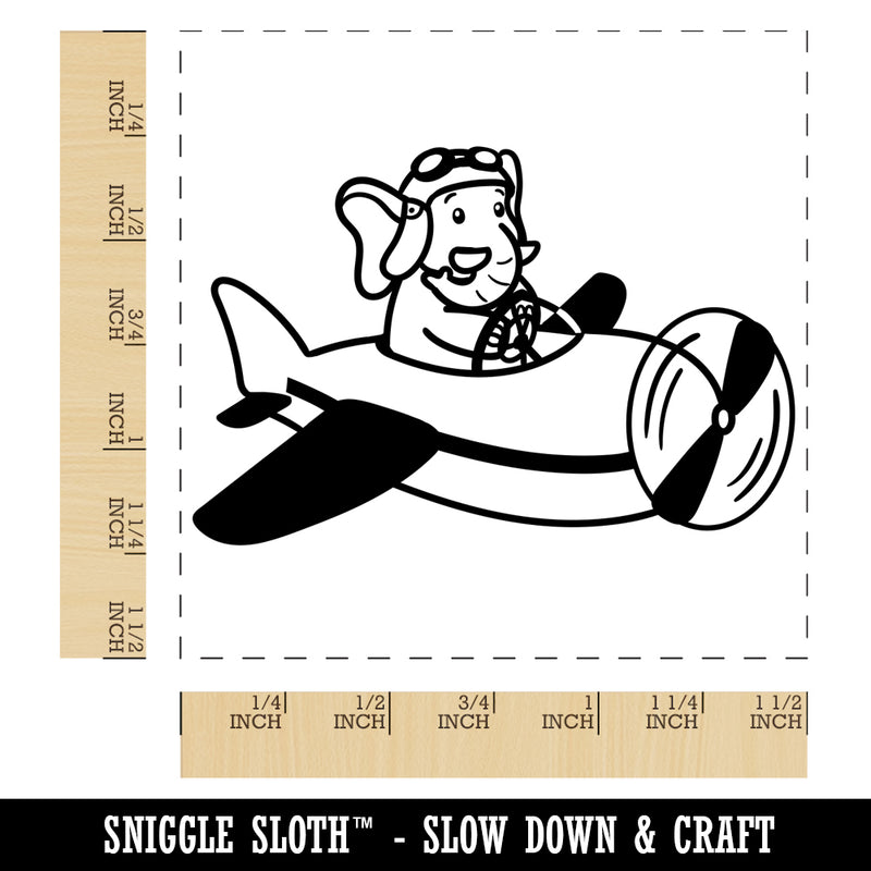 Elephant Flying an Airplane Plane Self-Inking Rubber Stamp Ink Stamper