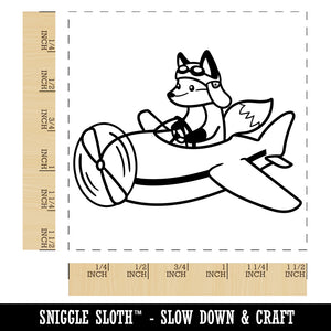 Fox Flying an Airplane Plane Self-Inking Rubber Stamp Ink Stamper