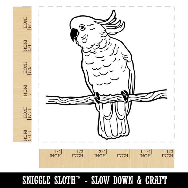 Sulphur-Crested Cockatoo Parrot on a Branch Self-Inking Rubber Stamp Ink Stamper