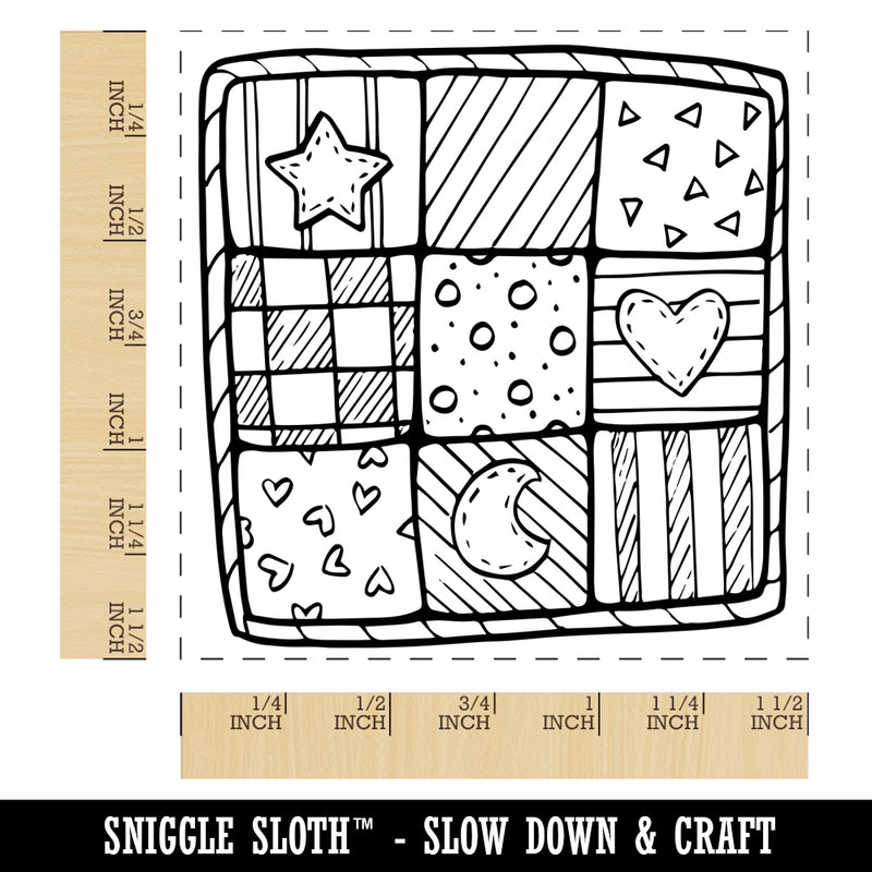 Charming Hand Drawn Quilt Doodle Sewing Quilting Self-Inking Rubber Stamp Ink Stamper