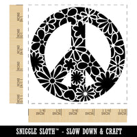 Detailed Floral Peace Sign Self-Inking Rubber Stamp Ink Stamper