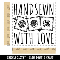 Handsewn with Love Flower Quilt Blocks Sewing Crafts Self-Inking Rubber Stamp Ink Stamper