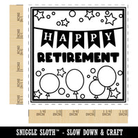 Happy Retirement Stars and Balloons Self-Inking Rubber Stamp Ink Stamper