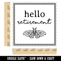 Hello Retirement Artsy Floral Moth Self-Inking Rubber Stamp Ink Stamper