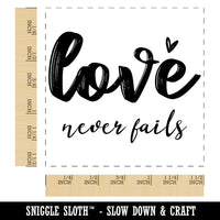 Love Never Fails Inspirational Bible Verse Self-Inking Rubber Stamp Ink Stamper