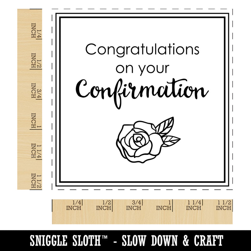 Sweet Rose Congratulations on Your Confirmation Christian Catholic Self-Inking Rubber Stamp Ink Stamper