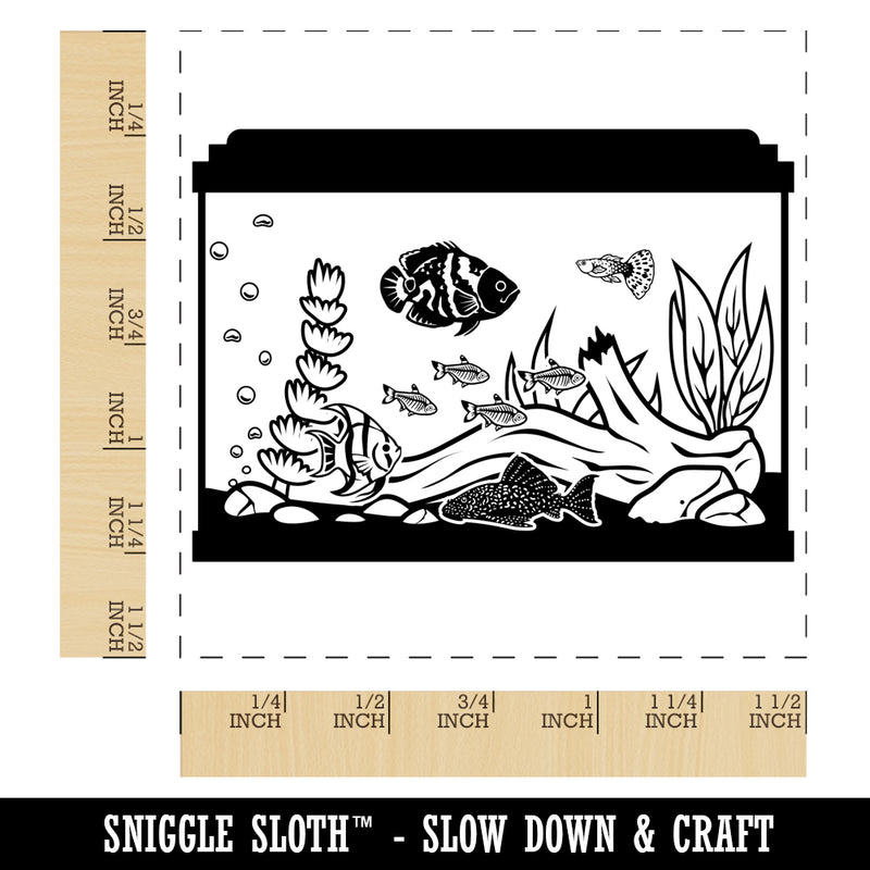 Aquarium Tank Filled with Various Fish Self-Inking Rubber Stamp Ink Stamper