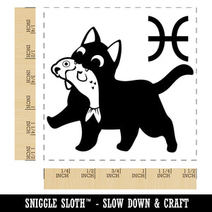 Astrological Cat Pisces Horoscope Zodiac Sign Self-Inking Rubber Stamp Ink Stamper