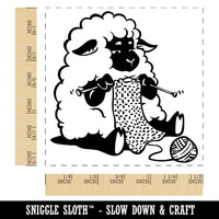 Cute Sheep Knitting with Wool Yarn Self-Inking Rubber Stamp Ink Stamper