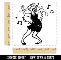 Dancing Party Girl with Musical Notes Self-Inking Rubber Stamp Ink Stamper