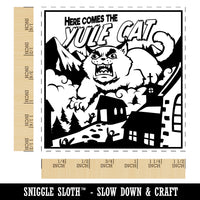 Here Comes the Yule Cat Icelandic Myth Folklore Christmas Self-Inking Rubber Stamp Ink Stamper