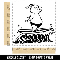 Peaceful Zen Surfer Pig Self-Inking Rubber Stamp Ink Stamper