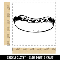 Plump Hotdog Frank on a Bun with Mustard or Ketchup Self-Inking Rubber Stamp Ink Stamper