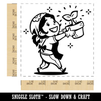 Proud Gardening Gardener Girl with Potted Plant Self-Inking Rubber Stamp Ink Stamper