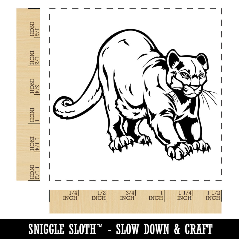 Stretching Mountain Lion Cougar Puma Cat Self-Inking Rubber Stamp Ink Stamper