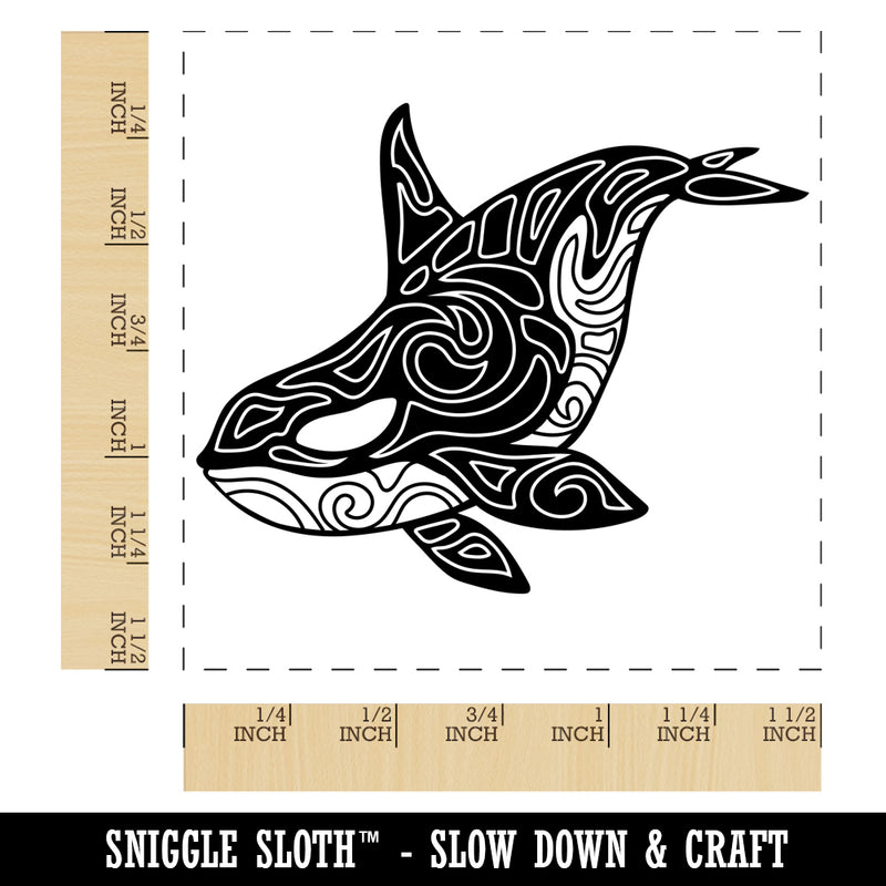 Tribal Orca Killer Whale Self-Inking Rubber Stamp Ink Stamper