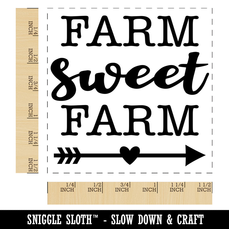 Farm Sweet Farm with Arrow and Heart Self-Inking Rubber Stamp Ink Stamper