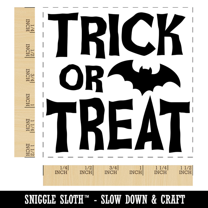 Trick or Treat with Bat Halloween Self-Inking Rubber Stamp Ink Stamper