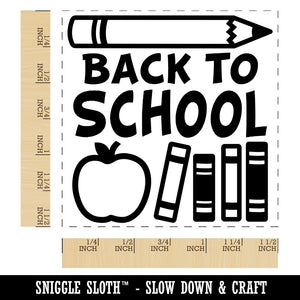 Back to School Pencil Apple Books Self-Inking Rubber Stamp Ink Stamper